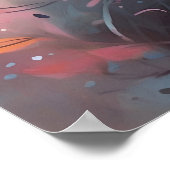 Poster Casquette noire mystique aquarelle | Cute chat (Coin)