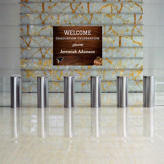 Poster Casquette occidental et Lasso Grad Party Bienvenue