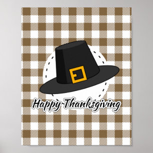 Poster Casquette pèlerin noir sur plan Brown - Thanksgivi