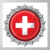 Poster Casquette suisse de bouteille drapeau (Devant)