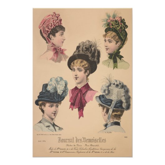 Poster Casquette victorien Paris Mode Vintage Ad (Devant)