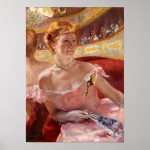 Poster Cassatt - Femme au collier de perles dans une loge