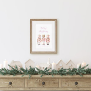 Poster Casse-noisette de Noël rose et or