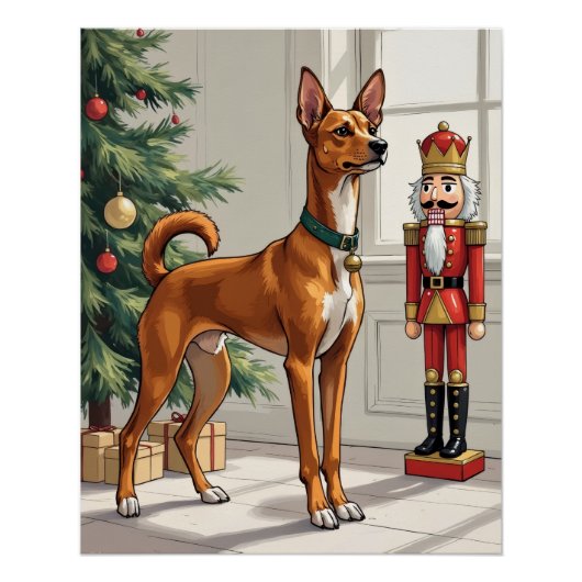 Poster Casse-noisette élégant de chien Basenji pour un No (Devant)