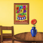 Poster Casseroles arc-en-ciel dans le vase concepteur<br><div class="desc">Ce vase design rayé et poché de polka abonde de marguerites colorées dans un arc-en-ciel de couleurs sur cette image du printemps.</div>
