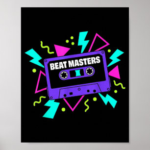 Poster Cassette audio violet rétro vintage hip hop 80s Pu