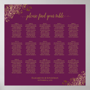 Poster Cassis violet 15 Table Mariage Plat Plat Or