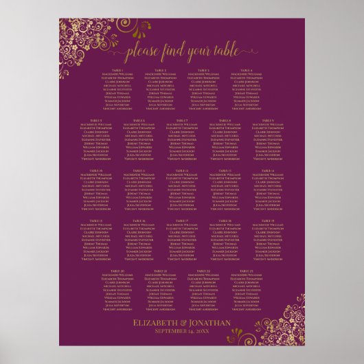 Poster Cassis violet 23 Mariage de table Planche de siège (Devant)