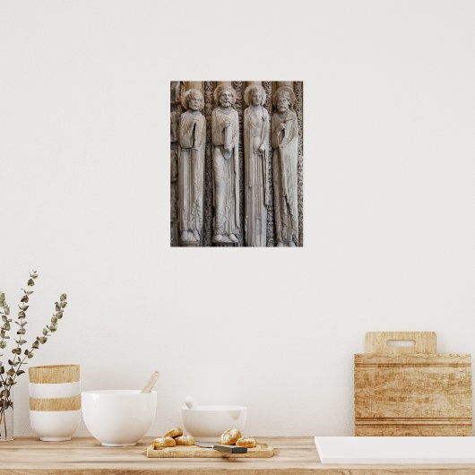 Poster castes de statues de la façade de Chartres (Cuisine)