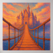 Poster Castle Bridge - Pastel Painting Style Fantasy Art (Devant)