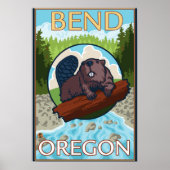 Poster Castor et rivière - Bend, Oregon (Devant)