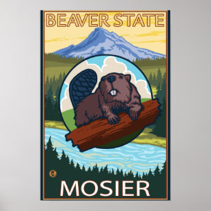 Poster Castor & Mt Hood - Mosier, Oregon