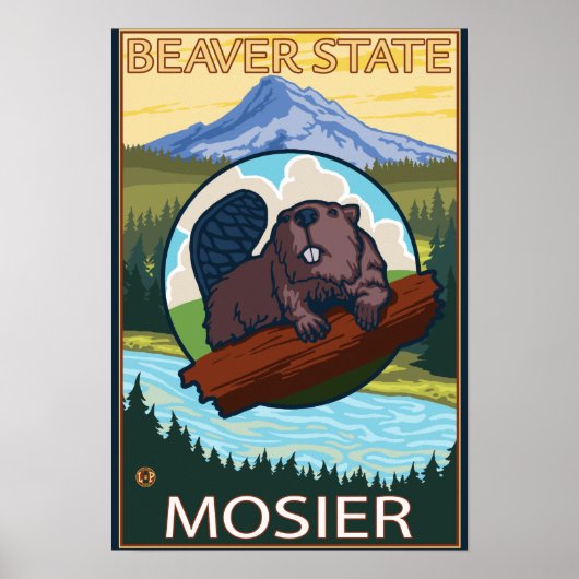 Poster Castor & Mt Hood - Mosier, Oregon (Devant)