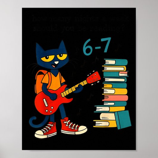 Poster Cat 67 How Many Nights A Week Should You Be Readin (Devant)