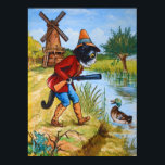 Poster Cat and Duck, Louis Wain<br><div class="desc">Louis Wain (5 August 1860 – 4 July 1939) was an English artiste known for his drawings,  which consistently featured anthropomorphized large-eyed cats and kittens. In his later years he may have suffered from schizophrenia (although this claim is disputed),  which,  according to some psychiatrists,  can be seen in his works. Quote:Wikipedia</div>