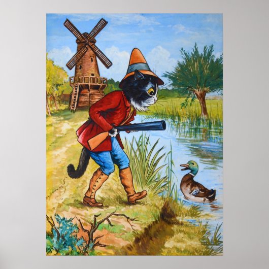 Poster Cat and Duck, Louis Wain (Devant)