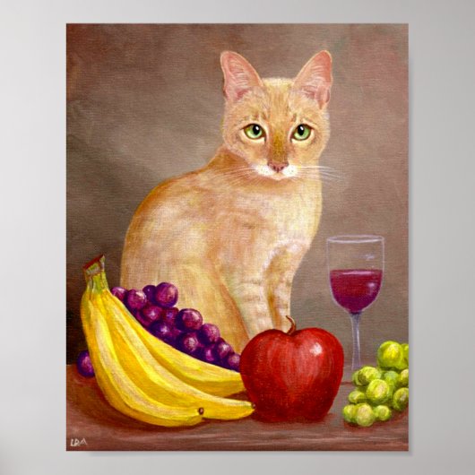 Poster Cat Art Fruit Vin Créationarts (Devant)