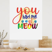 Poster Cat Art Vous M'Avez Eu À Meow (Cuisine)