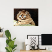 Poster Cat at work with glasses by Louis Wain (Bureau à domicile)