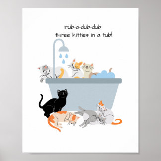 Poster Cat bathroom wall art