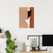 Poster  cat black and white (Bureau à domicile)