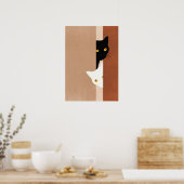 Poster  cat black and white (Cuisine)