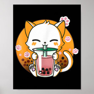 Poster Cat Boba Tea Bubble Tea Anime Kawaii Neko Toxits G