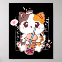 Cat Boba Tea Bubble Tea Kawaii Anime Japanese Neko