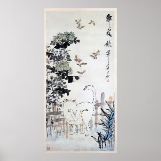 Poster Cat & Butterfly, XuGu (Zhu Huairen) (Devant)