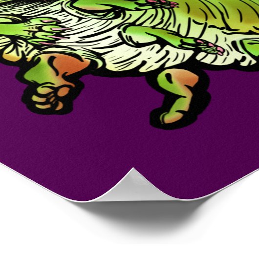 Poster Cat Caterpillar vert (Coin)