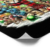 Poster Cat Christmas Light Reindee Père Noël Christmas Ca (Coin)