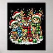 Poster Cat Christmas Light Reindee Père Noël Christmas Ca (Devant)