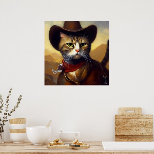 Poster Cat Cowboy (Cuisine)