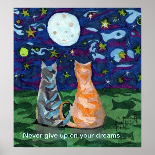 Poster Cat Dreams and Full Moon (Devant)