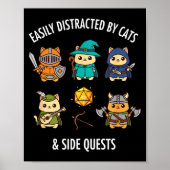 Poster Cat Easily Distracted By Cat & Side Quests Rpg (Devant)