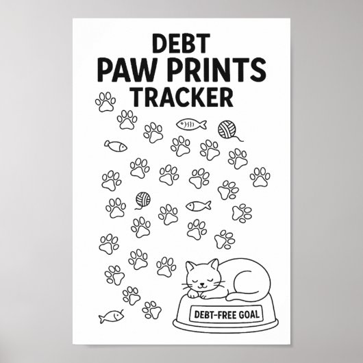 Poster Cat Empreintes de pattes Savings Challenge Tracker (Devant)