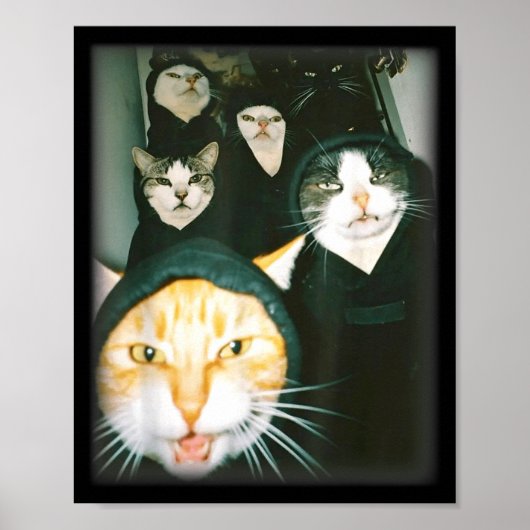 Poster Cat Gang Meme Funny Chaotic Cats Unhinged Feline H (Devant)