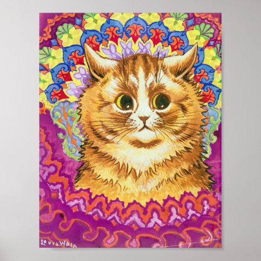 Poster Cat in a Decorative Pattern, Louis Wain (Devant)