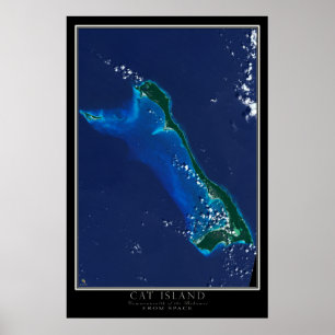Poster Cat Island Bahamas Carte satellite spatiale