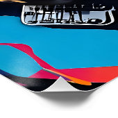 Poster Cat joue de la guitare, graffiti rock (Coin)