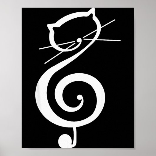 Poster Cat Kitty Treble Music Clef Funny Cat Music Notes (Devant)