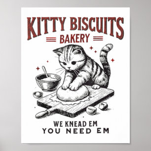 Poster Cat Kneading Kitty Biscuits Boulangerie Nous Vous