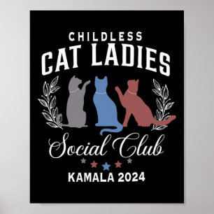 Poster Cat Ladies For Kamala Harris Election 2024