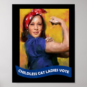 Poster Cat Ladies Vote Kamala 2024 Rosie Le Riveter