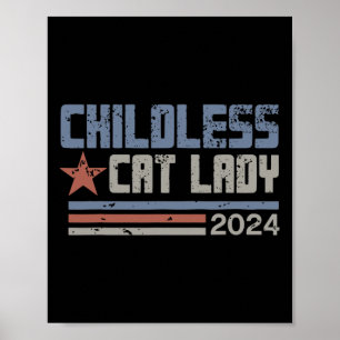 Poster Cat Lady 2024 Élections politiques amusantes Démoc