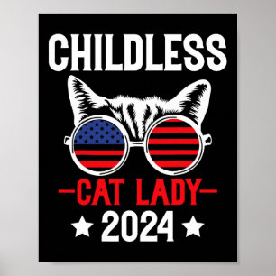 Poster Cat Lady 2024 Élections politiques amusantes Démoc