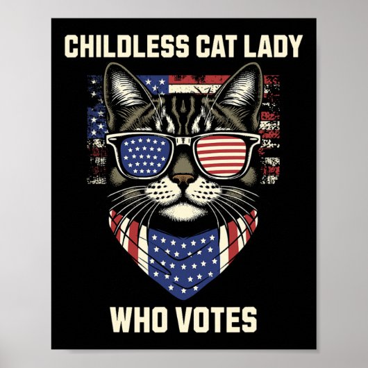 Poster Cat Lady Qui Vote Pour L'Élection De Kamala Harris (Devant)
