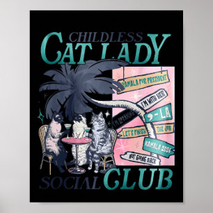 Poster Cat Lady Vote Pour Kamala Harris 2024 1ère Femme