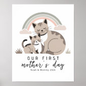 Poster Cat Mom Kitten First Mother’s Day Pastel Nursery (Devant)