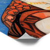 Poster Cat moroccan mosaic abstract art ginger blue kitty (Coin)